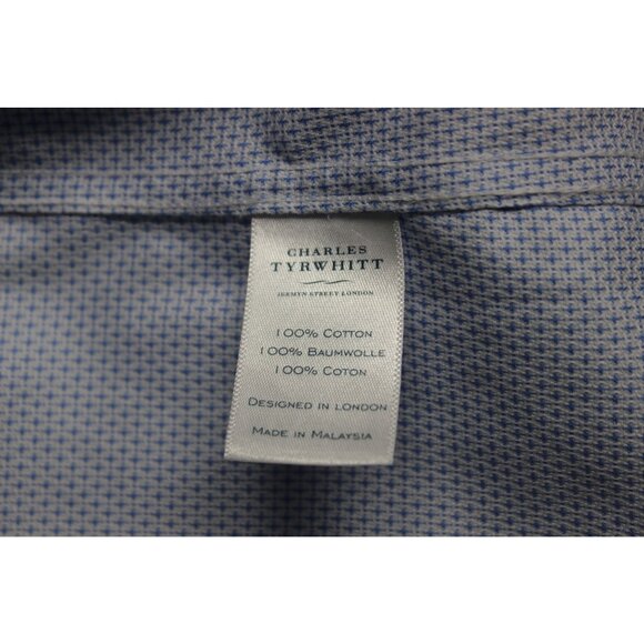 Charles Tyrwhitt men's classic fit non-iron patterned button front shirt 17 - Picture 10 of 13